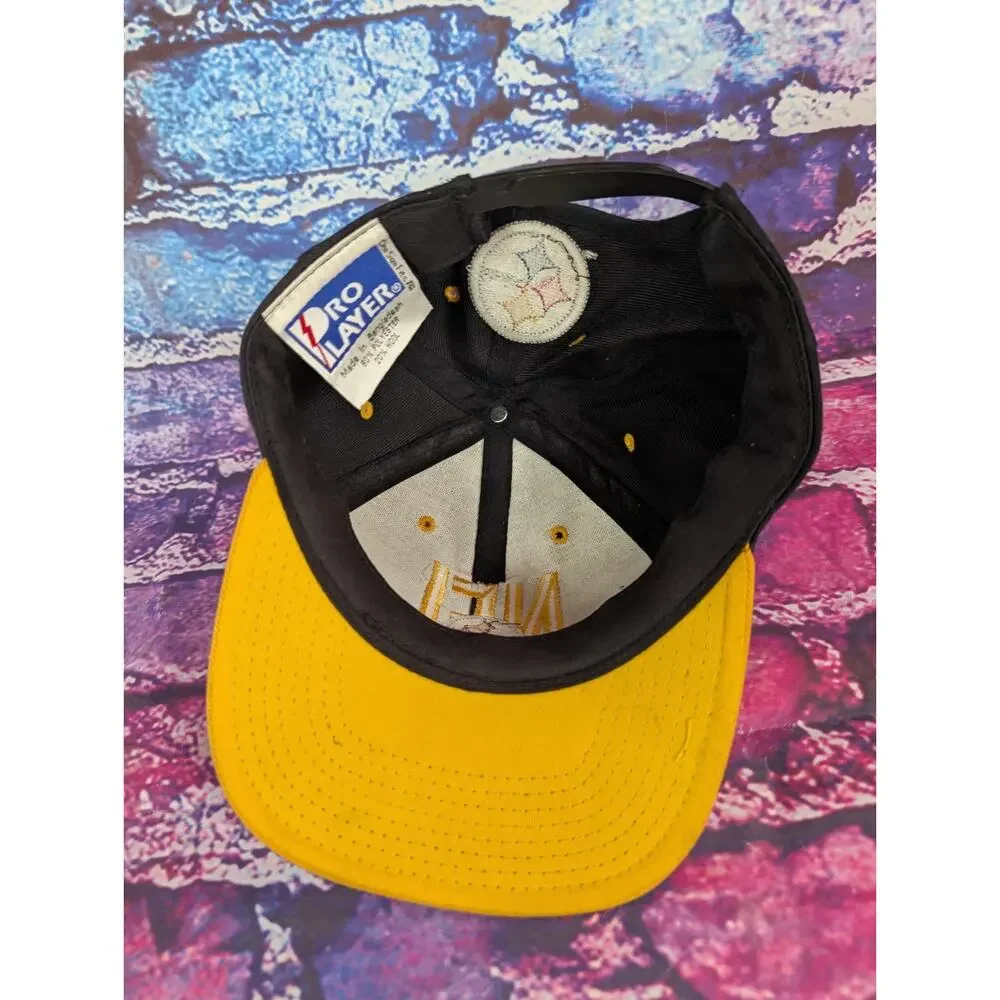 Vintage Pittsburgh Steelers Pro Player NFL Snapback Hat Cap '90s Logo Wool Blend